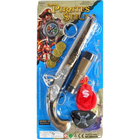 Soupava pirátská bambitka s dalekohledem a doplňky na kartě plast