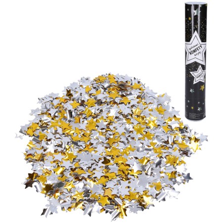 Konfety hvězdy zlaté + stříbrné vystřelovací party dekorace v tubě