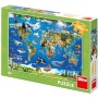 DINO Puzzle XL Mapa zvířat 100 dílků 47x33cm skládačka