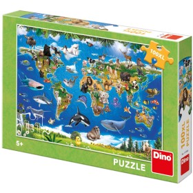 DINO Puzzle XL Mapa zvířat 100 dílků 47x33cm skládačka