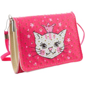 Kabelka dětská třpytivá přes rameno růžová kočička 15x12cm