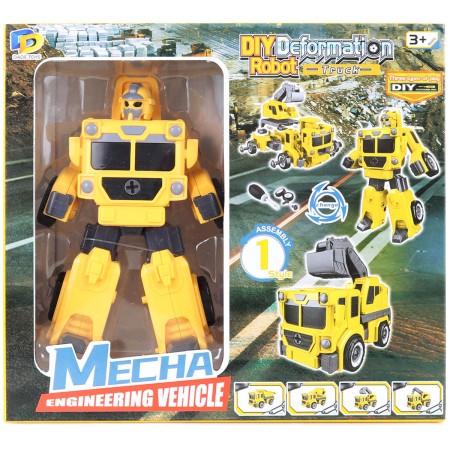 Transrobot skládací žlutý auto bagr montážní set s nástrojem 2v1