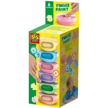 SES CREATIVE Barvy pastelové prstové baby set 6x 45ml v kelímku