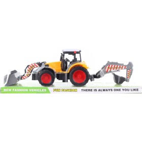 Traktor stavební pracovní stroj s nakladačem a rypadlem se 2 lžícemi