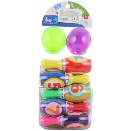 Hra Kuželky barevné s čísly set 10ks se 2 koulemi bowling