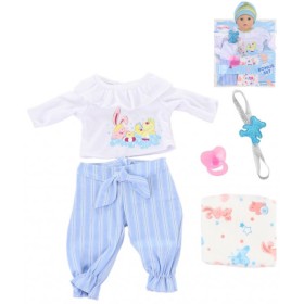 Oblečení na ramínku pro panenku miminko set s dudlíkem a plínou