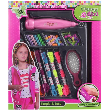 Zaplétač korálků dětský holčičí set s korálky s bavlnkami a hřebínkem