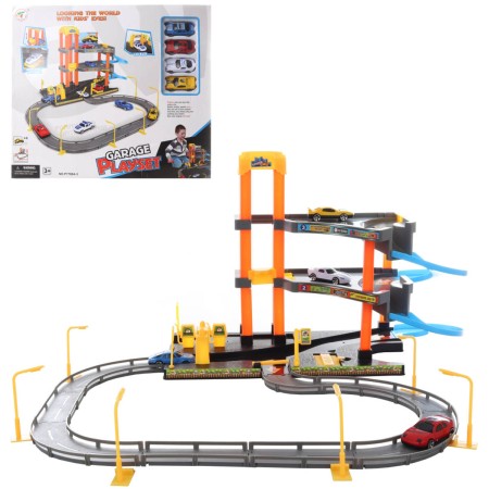 Garáž 2 patra herní set parkovací dům s dráhou a 4 auty