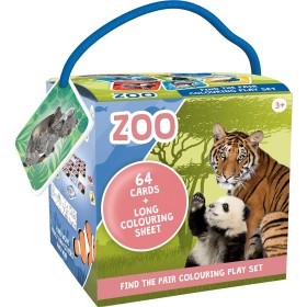 JIRI MODELS Pexeso na cesty Zvířátka ZOO + omalovánky v krabičce
