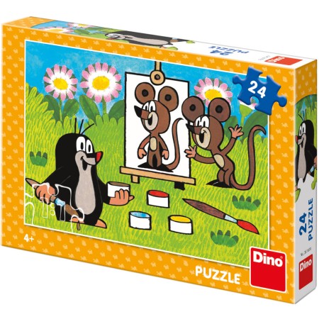 DINO Puzzle Krtek malířem 26x18cm Krteček 24 dílků skládačka