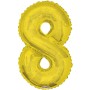 Party balonek nafukovací 86cm Číslice 8 zlatý velký foliový vzduch i helium