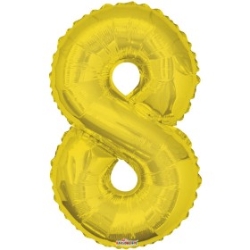 Party balonek nafukovací 86cm Číslice 8 zlatý velký foliový vzduch i helium