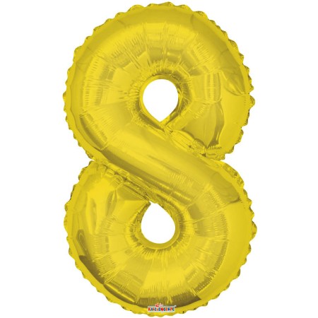 Party balonek nafukovací 86cm Číslice 8 zlatý velký foliový vzduch i helium