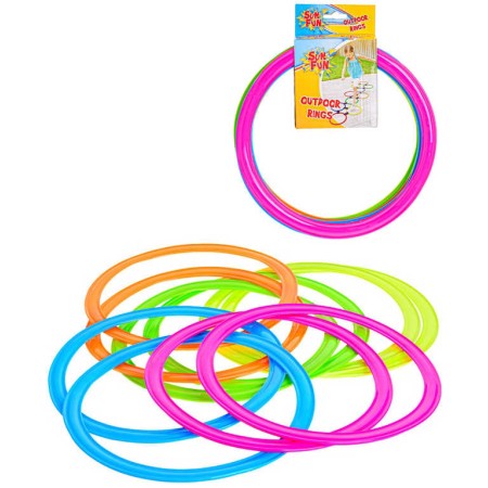 Kroužky Sun Fun barevné 27cm na skákání se zarážkami set 10ks na kartě