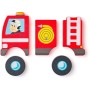 WOODY DŘEVO Baby vkládací puzzle auto hasiči skládačka 5 dílků na desce