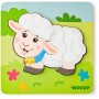WOODY DŘEVO Baby vkládací puzzle ovečka skládačka 5 dílků na desce