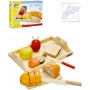 WOODY DŘEVO Tác se snídaní makety potravin na krájení set se 2 nožíky