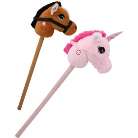 PLYŠ Zvířátko na tyči Hobby Horse kůň / jednorožec na baterie Zvuk 2 druhy