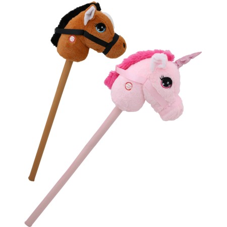 PLYŠ Zvířátko na tyči Hobby Horse kůň / jednorožec na baterie Zvuk 2 druhy