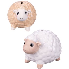 Pokladnička zvířátko ovečka porcelánová dětská kasička 2 barvy