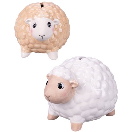 Pokladnička zvířátko ovečka porcelánová dětská kasička 2 barvy