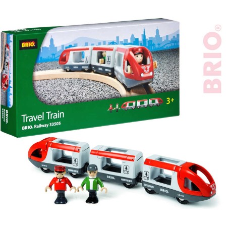 BRIO DŘEVO Vlak osobní s vagonky set 5ks se 2 panáčky v krabici