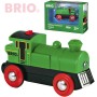BRIO DŘEVO Lokomotiva na baterie zelená příslušenství k vláčkodráze Světlo