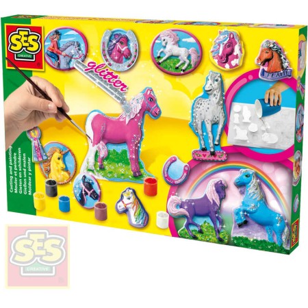 SES CREATIVE Koně odlévání a malování kreativní set se sádrou a doplňky
