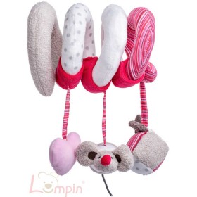 LUMPIN PLYŠ Baby spirála růžová Kočka Angelique s hračkami pro miminko
