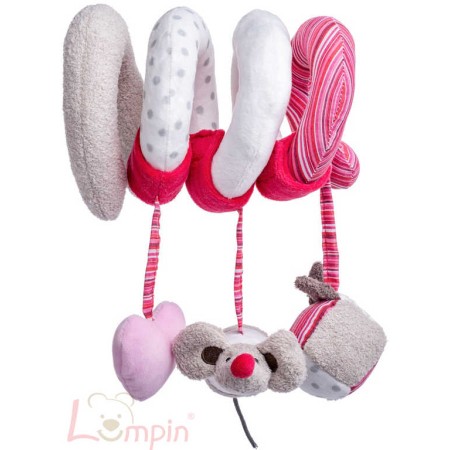 LUMPIN PLYŠ Baby spirála růžová Kočka Angelique s hračkami pro miminko