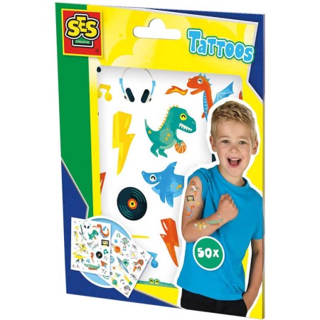 SES CREATIVE Tetování pro děti 2 archy set 50ks tetovačky pro kluky