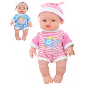 Panenka miminko 24cm v pyžámku tvrdé těličko na baterie v igelitu 2 barvy Zvuk