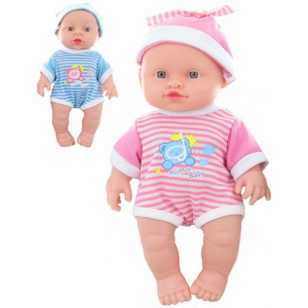 Panenka miminko 24cm v pyžámku tvrdé těličko na baterie v igelitu 2 barvy Zvuk
