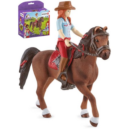 SCHLEICH Hannah na koni figurka ručně malovaná herní set s doplňky plast
