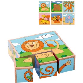 WOODY DŘEVO Kubus Exotická zvířata obrázkové kostky set 9ks v krabici