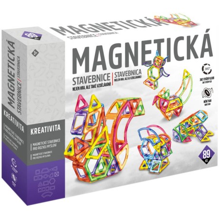 Stavebnice magnetická 89 dílků skládačka v krabici