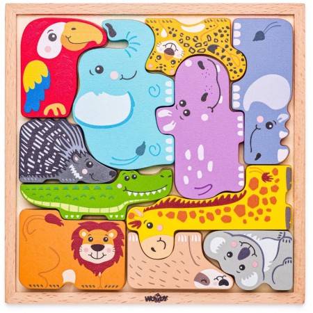 WOODY DŘEVO Puzzle zvířátka 11 dílků na desce *DŘEVĚNÉ HRAČKY*