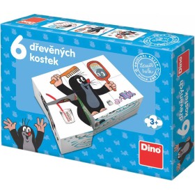 DINO DŘEVO Kostky obrázkové Krtek (Krteček) 6ks kubus *DŘEVĚNÉ HRAČKY*