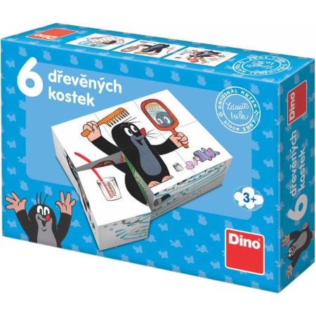 DINO DŘEVO Kostky obrázkové Krtek (Krteček) 6ks kubus *DŘEVĚNÉ HRAČKY*
