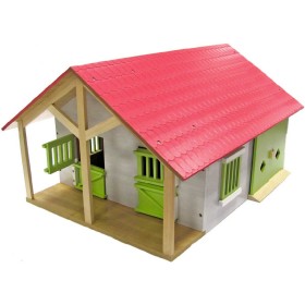 KIDS GLOBE Stáj pro koně s dílnou 1:24 DŘEVĚNÁ STAVEBNICE