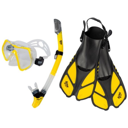 ACRA Šnorchlovací set maska šnorchl ploutve 3v1 žlutý S/M