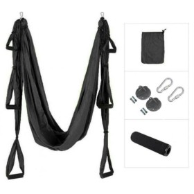 ACRA Závěs na Yogu s popruhy černý Aero Yoga (Aerojóga)