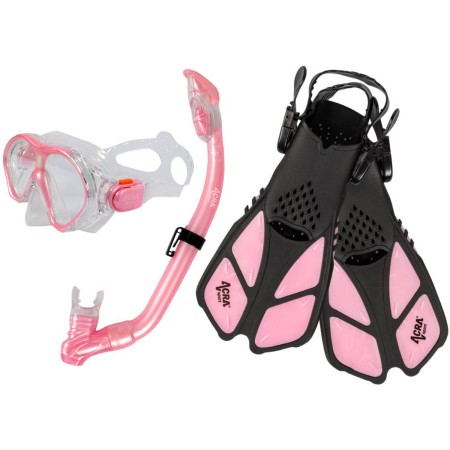 ACRA Šnorchlovací dětský set Maska Šnorchl Ploutve 3v1 růžový