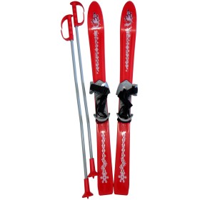 KUBISPORT Lyže dětské sjezdové 90cm Červené s vázáním napevno a holemi