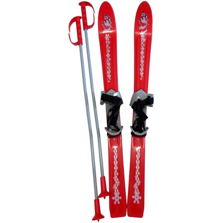 KUBISPORT Lyže dětské sjezdové 90cm Červené s vázáním napevno a holemi