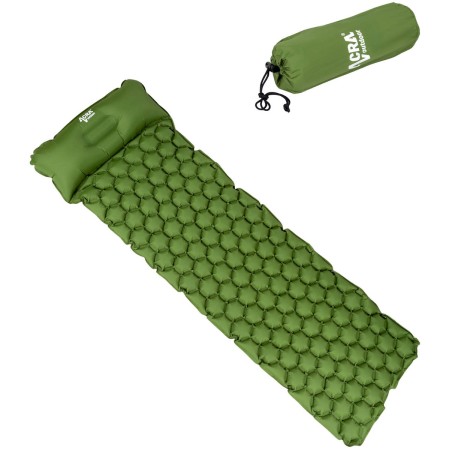 ACRA Karimatka nafukovací s polštářkem 190x55x5cm Zelená matrace