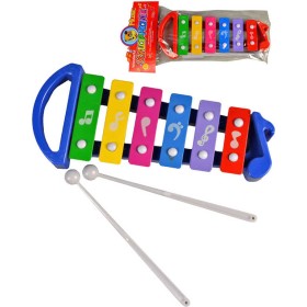 Xylofon dětský barevný 25cm set se 2 paličkami kov *HUDEBNÍ NÁSTROJE*