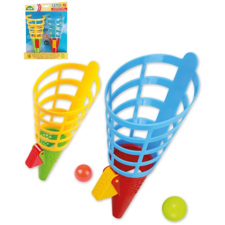 LENA Hra catch ball set 2 vystřelovací košíčky + 2 míčky chytání míčků