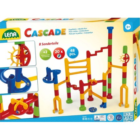 LENA Dráha kuličková kaskáda set 48 dílků + 20 kuliček plast v krabici