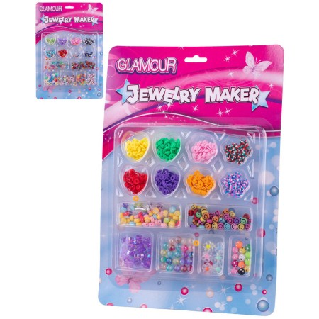 Korálky navlékací Glamour kreativní set výroba dětské bižuterie 2 druhy